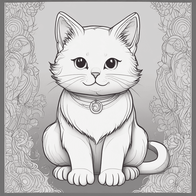 Bold Outlined Cute Cat Images: Japanese Anime Style Art by Fulgent AI