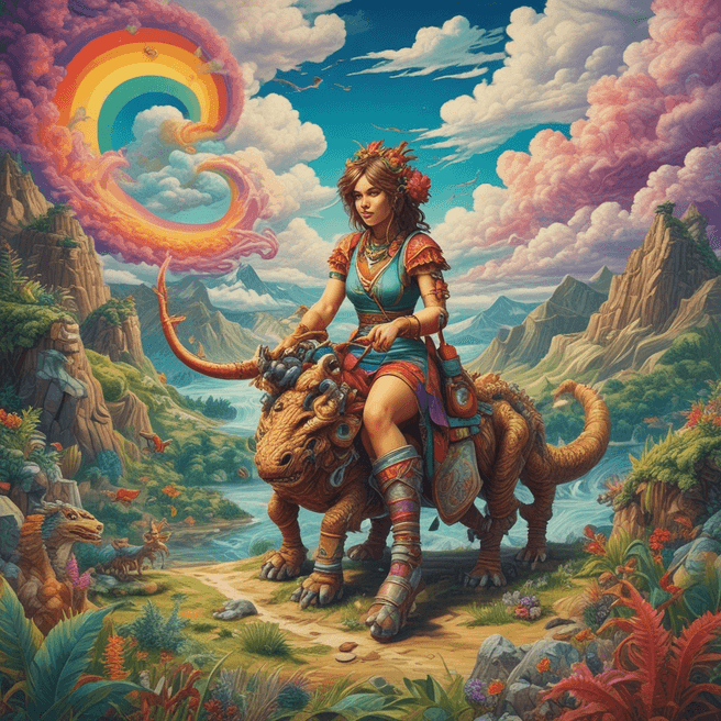 Explore Stunning Artwork: Beautiful Woman, Dragon Rider, Ancient Map & More | Fulgent AI