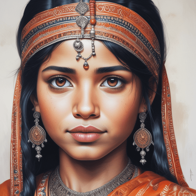 Stunning Indian Girl Portrait Art: Authentic Cultural Beauty