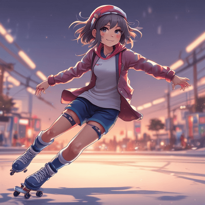 Highly Detailed 4K Anime Girl Skating Art | Fulgent AI