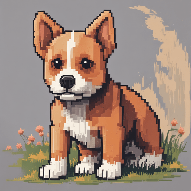 Unique Google-style Pixel Art of a Dog | Fulgent AI