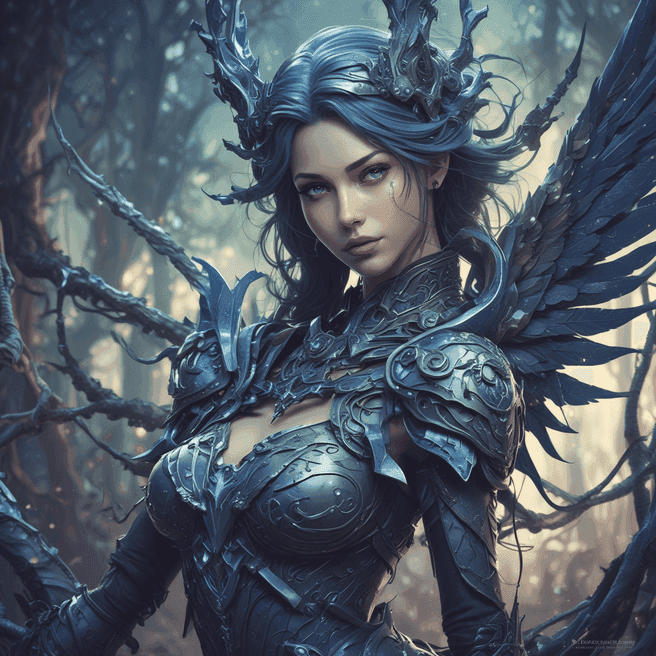 Beautiful Woman Fairy in Thorned Armor: Rossdraws 3D Render