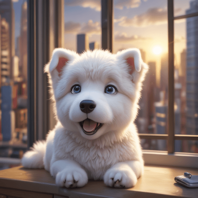 Chibi White Tatra Shepherd Dog 3D Render in Anime Style