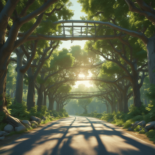 Futuristic 3D Pixar-Style Tree Infrastructure Render in 4K Super Resolution