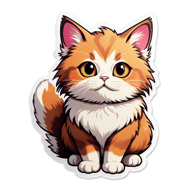 Adorable Manga-Style Fluffy Cat Illustration - Fulgent AI