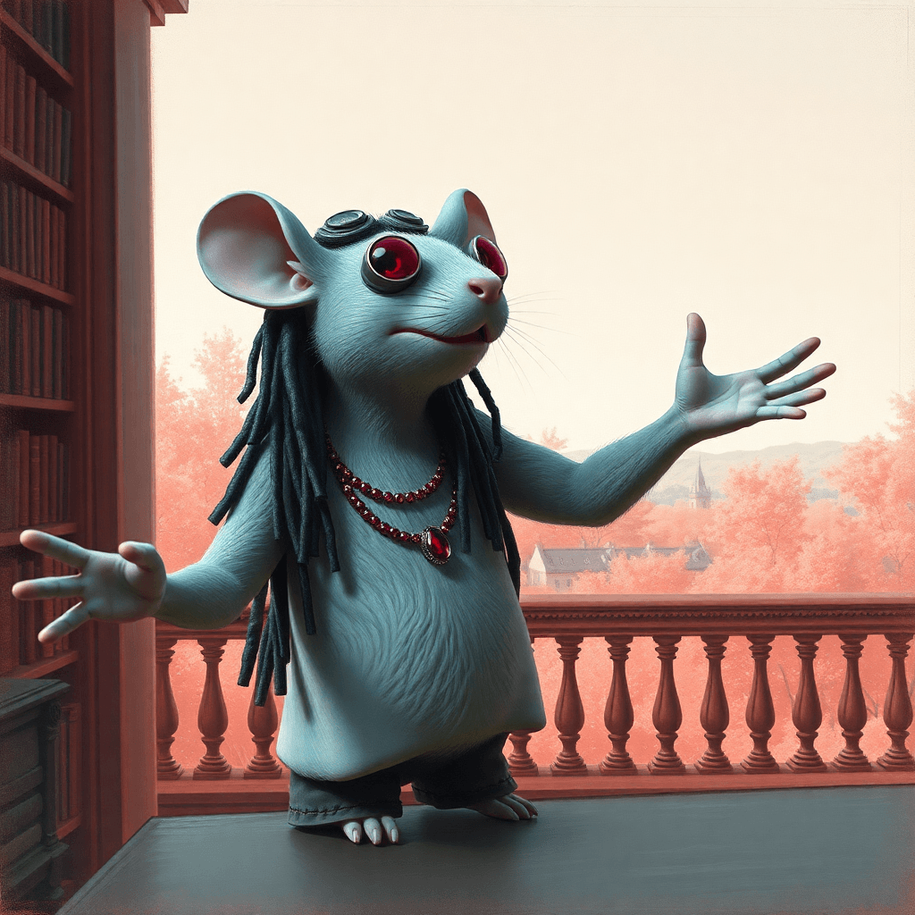 Unique Cyberpunk Mouse DJ 3D Sculpt Landscape Concept Art