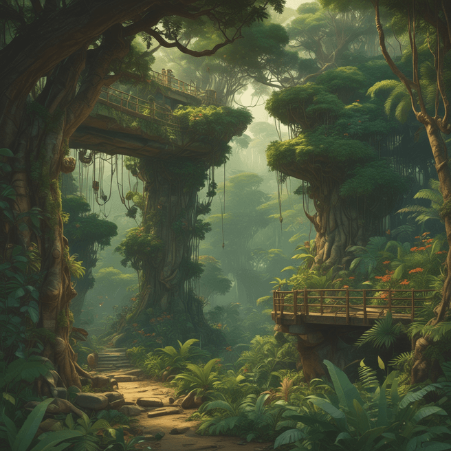 Explore Google Jungle in Ghibli Style: 4K Super-Detailed Imagery