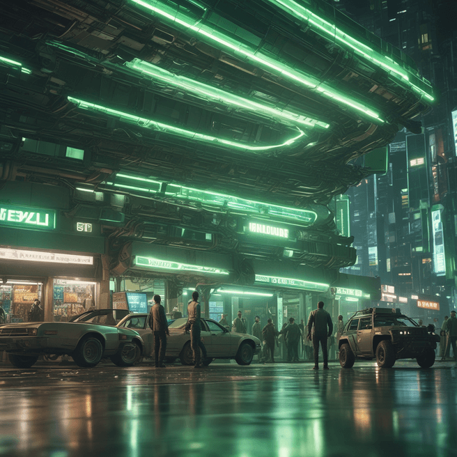 Futuristic Sci-Fi Action Scene at Lunar City Convenience Store | Elysium Style

