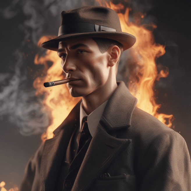 High-Quality 3D Render of Thomas Shelby Smoking in 1990s Style
