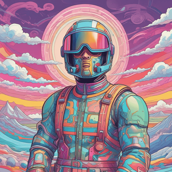 Jack Kirby's Futuristic Racing Driver in Synthwave Doodle: SEO Expert Unveils Papercutting Masterpiece