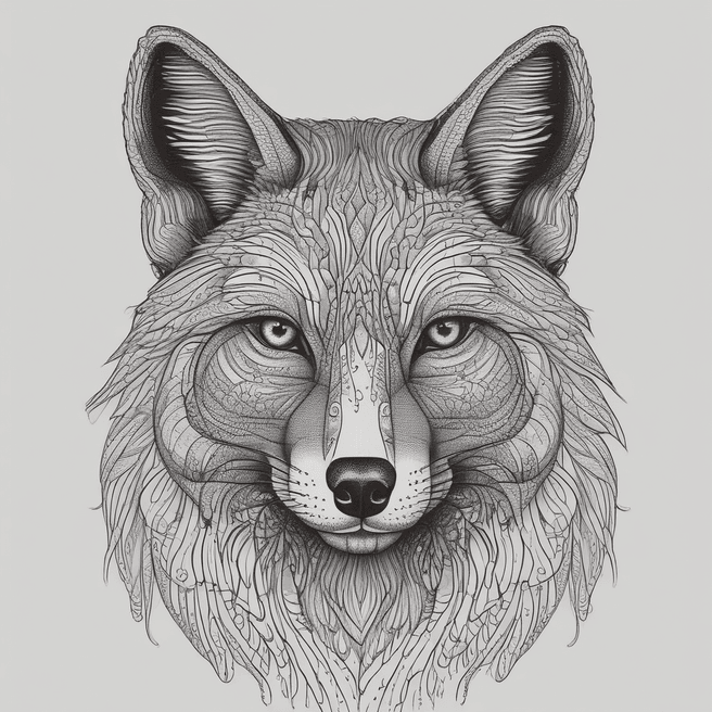 Stippling Fox Design with Cinematic Vibe | Vibrant Colors | Angry Eyes | Dark Background | Mowgli Inclusion