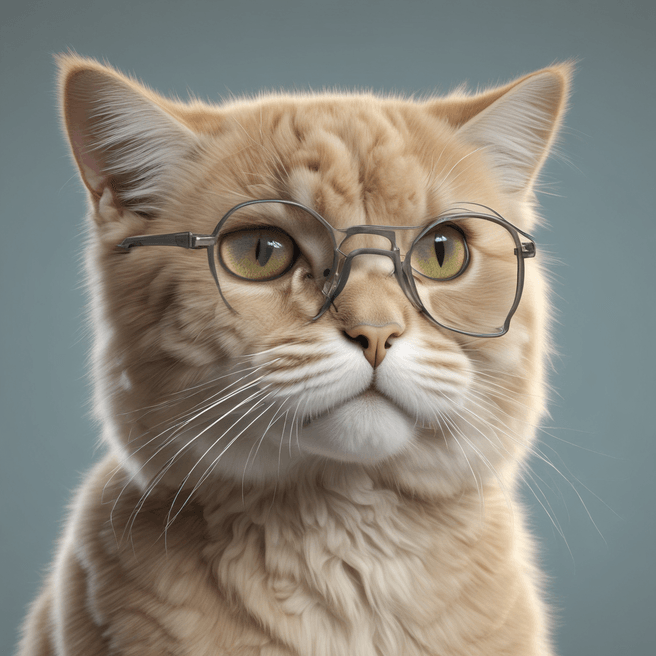 Persian American Mixed Breed Cat 3D Render with Glasses | High-Quality Image