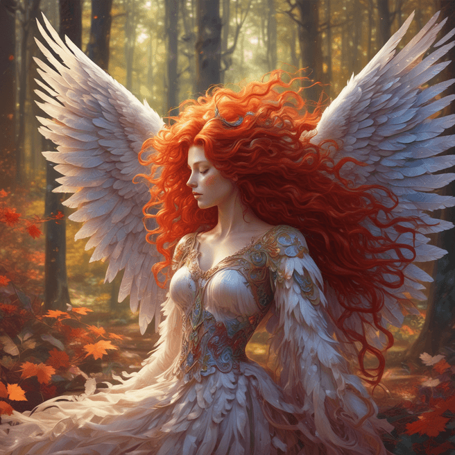 Gorgeous Angelic Creature with Iridescent Wings in Enchanting Forest