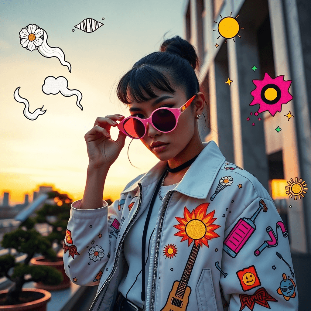 Fashion-Forward Urban Streetwear Editorial in Tokyo at Sunset