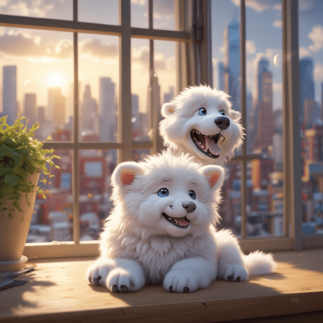 Chibi White Tatra Shepherd Dog 3D Render in Anime Style