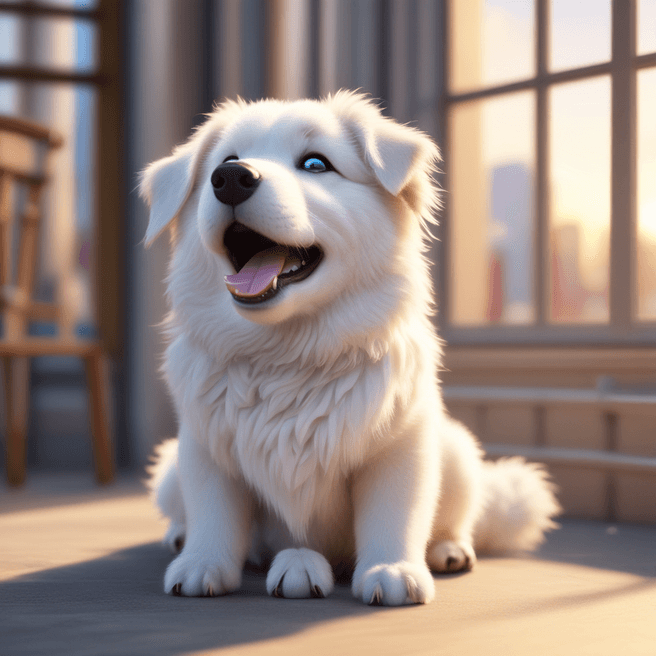 Adorable Anime Chibi Tatra Shepherd Dog in Vibrant 3D Rendering