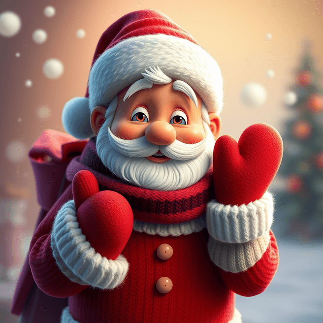 Whimsical 4K Cinematic Santa Claus Poster with Vibrant 3D Rendering