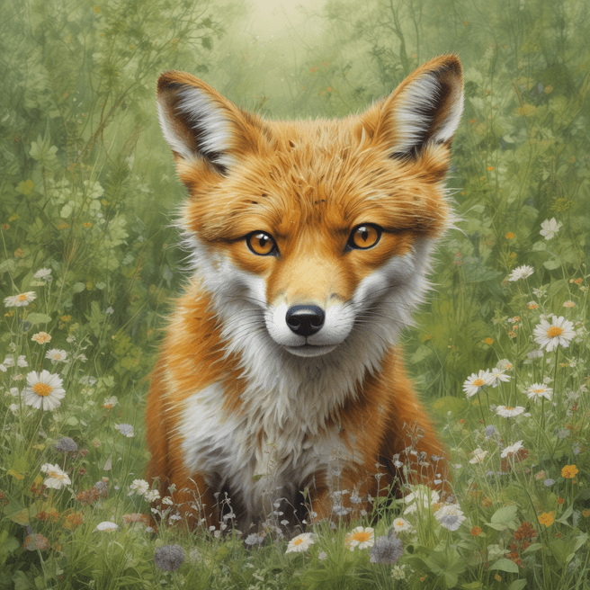 Enchanting 3D Pixar Style Fox in Forest Meadow Artwork