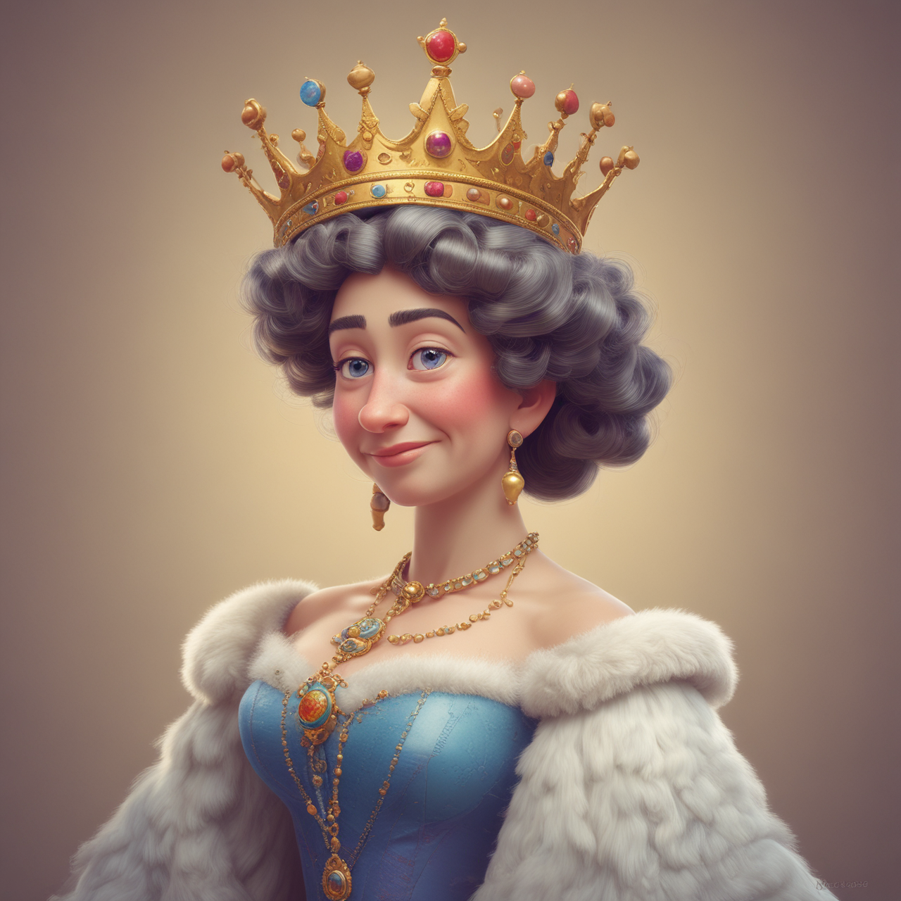 Pixar Style Queen Portrait: Vibrant & Captivating Image Generation