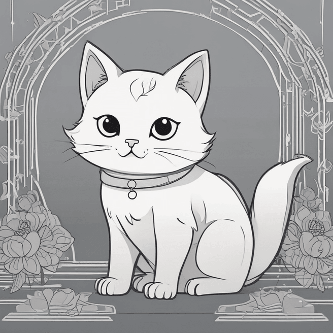 Bold Outlined Cute Cat Images: Japanese Anime Style Art by Fulgent AI