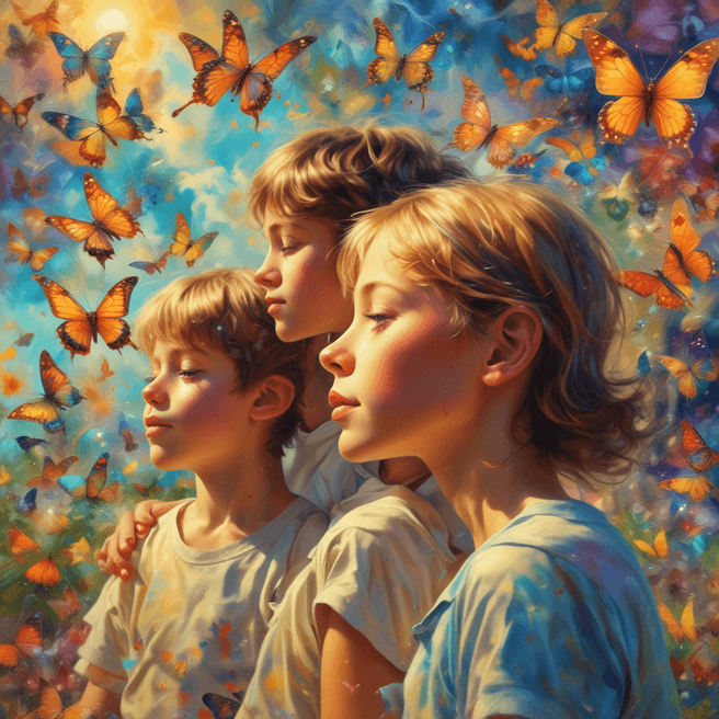 Psychedelic Summer Love: Studio Ghibli-style Boy & Girl with Butterflies - Fulgent AI