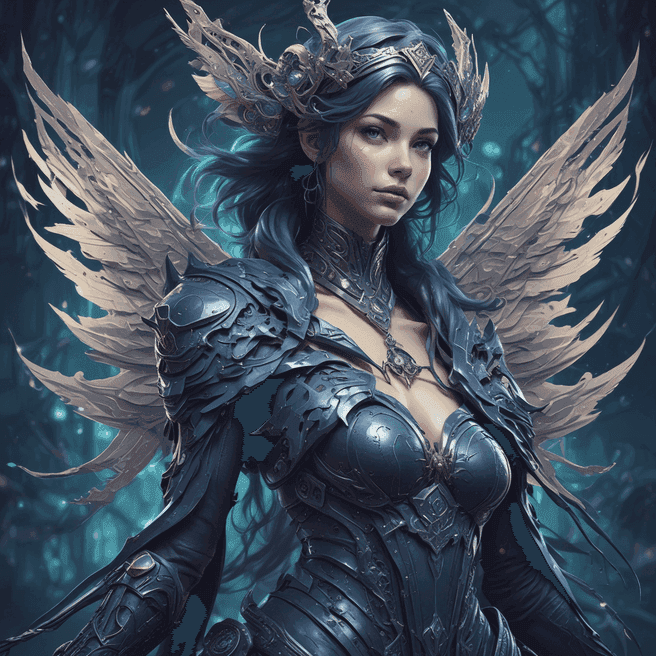 Beautiful Woman Fairy in Thorned Armor: Rossdraws 3D Render