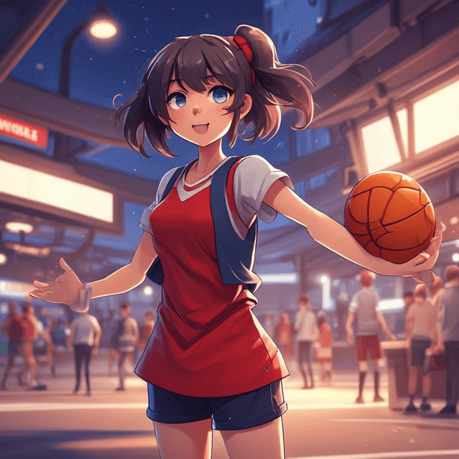 Anime Style 4K Detailed Girl Playing Basketball | Fulgent AI