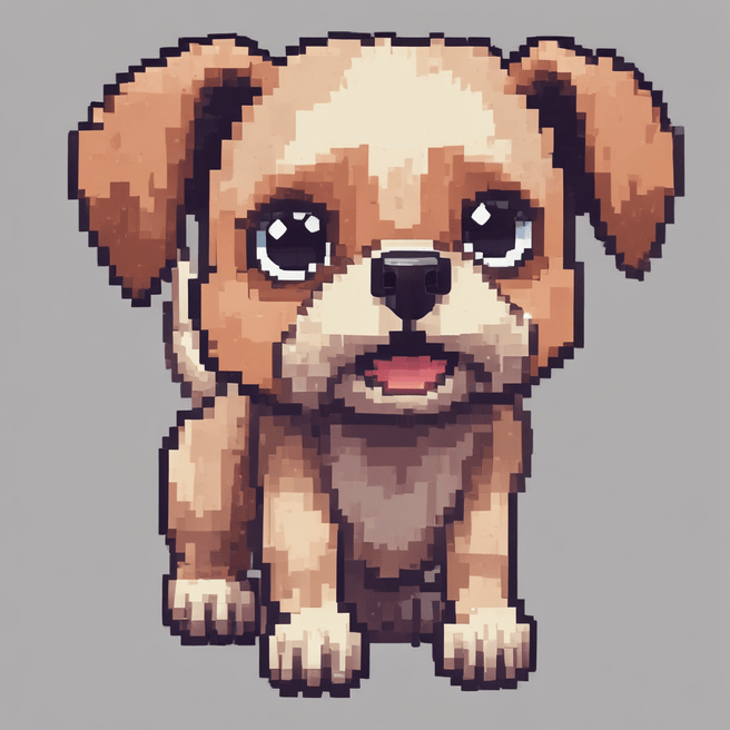 Unique Google-style Pixel Art of a Dog | Fulgent AI