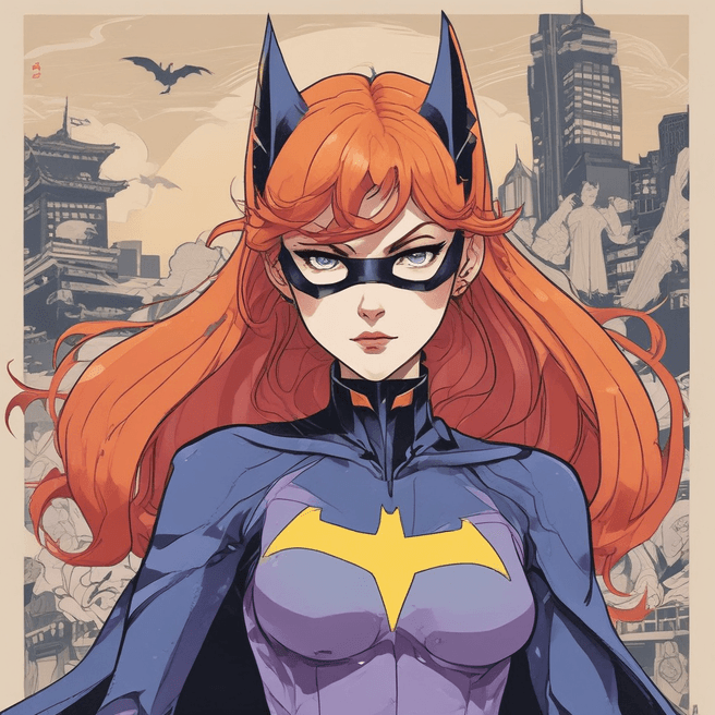 High-Definition Ukiyo-e Batgirl Anime Illustration - Fulgent AI
