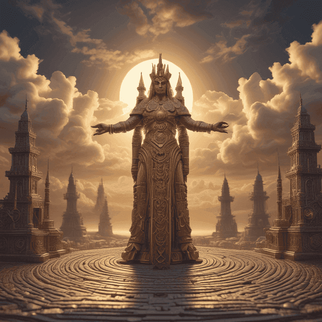 Fulgent AI: Mythical Warrior Ring with Laser Eyes in Mahmoud Saïd Style