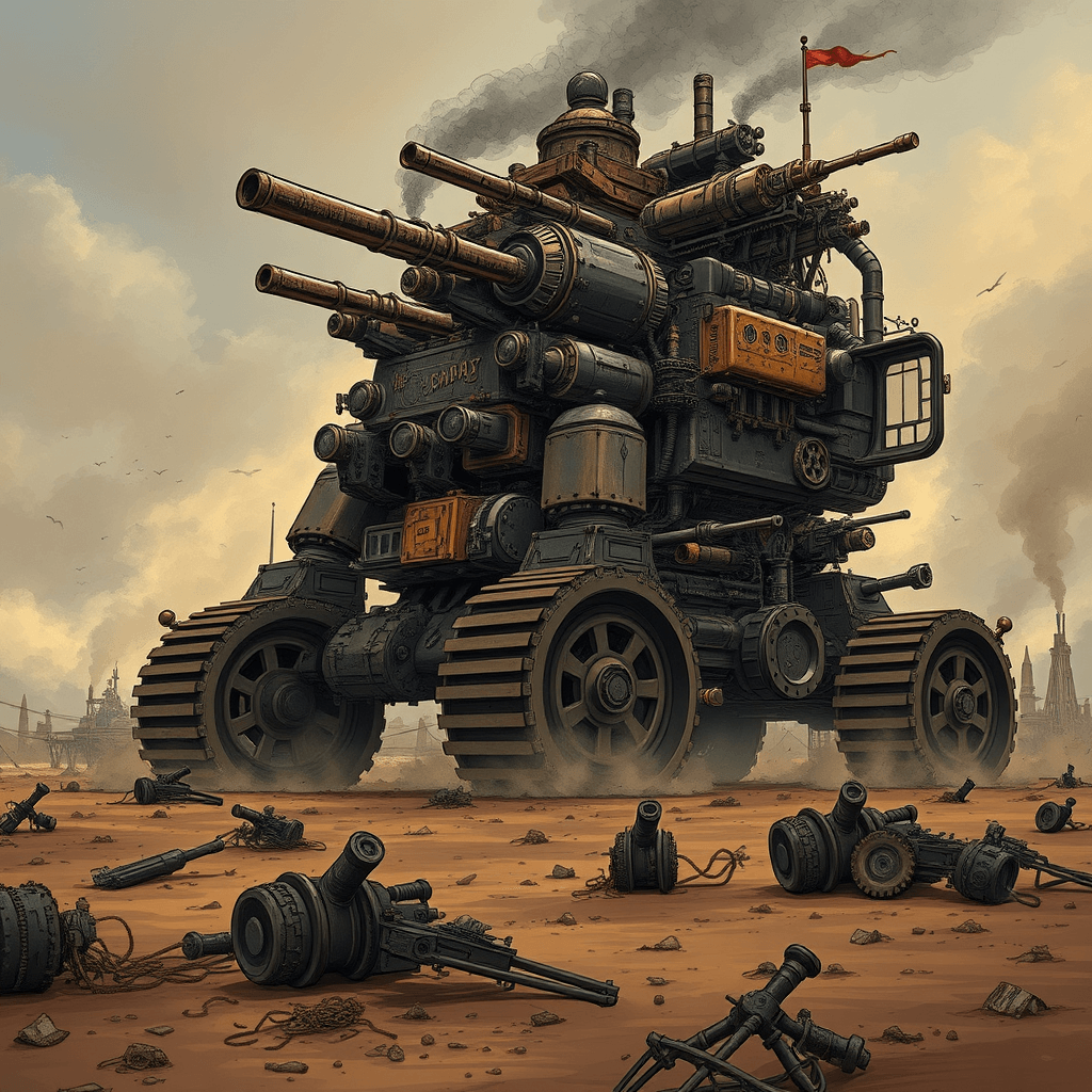 Steampunk Monstrous War Machine Illustration | Dark Fantasy Art