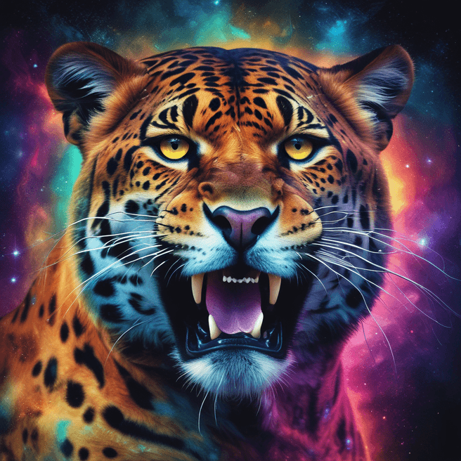 Stunning Nebula Jaguar Art on Black Background | Fulgent AI
