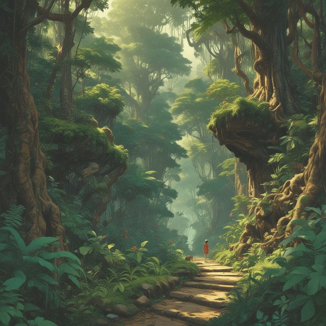 Enchanting Jungle Art: Google Jungle Transformed in Ghibli Style