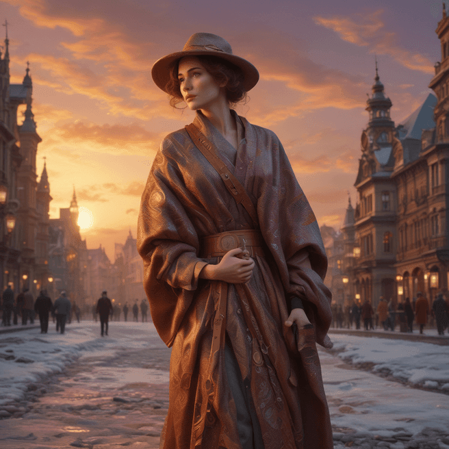 Beautiful Woman Secret Agent 3D Render by Gustave Klimt in Cinema4d Model