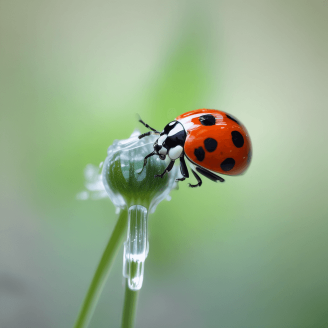 Macro Raindrop Art: Ladybug in Water on Flower Petal