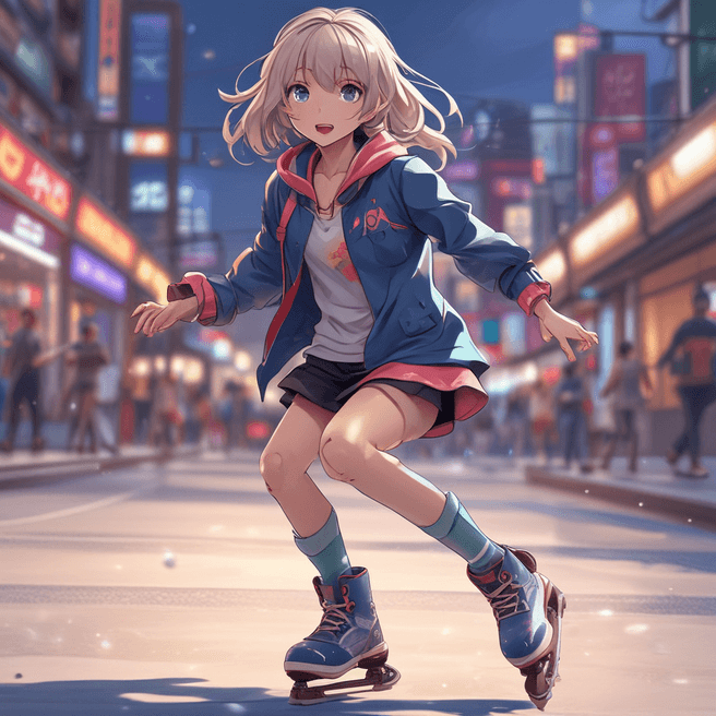 Highly Detailed 4K Anime Girl Skating Art | Fulgent AI