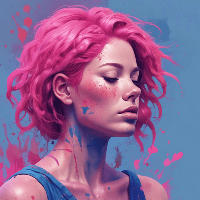 Surreal 3D Render: Dreamy Female Figure with Pink Hair