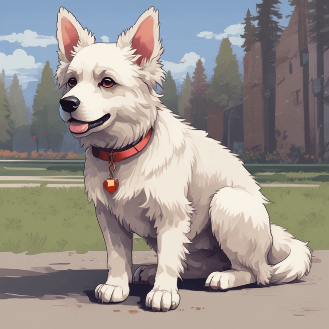 Anime Digital Art: Google-Style Pixel Dog Illustration by Fulgent AI