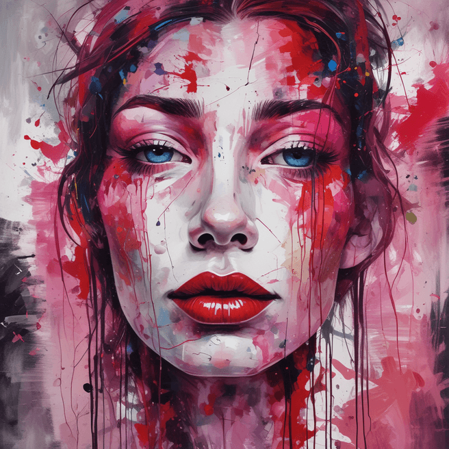 Vibrant Abstract Pink and Red Face Portrait | Fulgent AI
