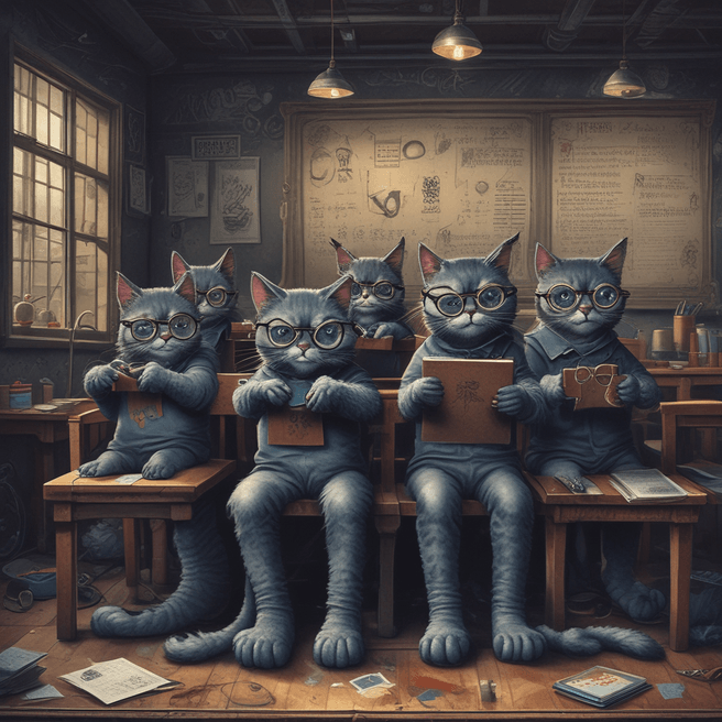 Feline Dark Fantasy Classroom: Mysterious Graffiti Poster