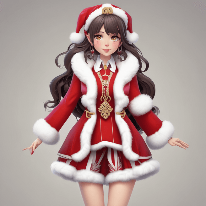 Stunning 3D Anime Illustration: Arcy's Santa Girl in a Festive Urban Landscape