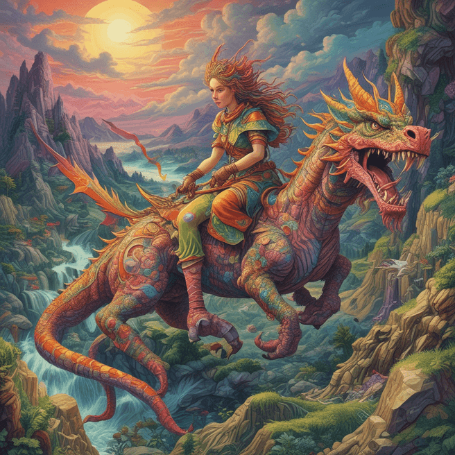 Explore Stunning Artwork: Beautiful Woman, Dragon Rider, Ancient Map & More | Fulgent AI