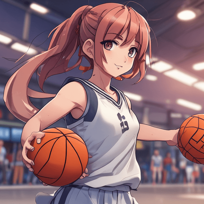 Anime Girl Playing Basketball in 4K: Detailed & Full Body Character Portrait