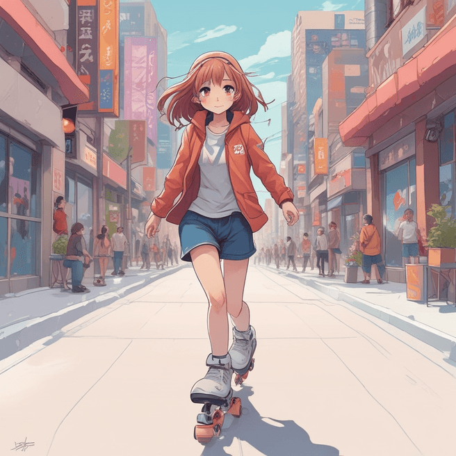 Stunning Japanese Anime Art: Skating Girl Aestheticism