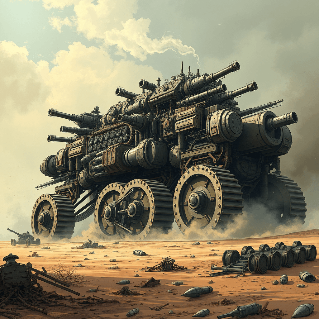 Steampunk Monstrous War Machine Illustration | Dark Fantasy Art