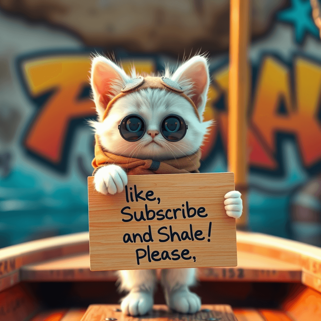 Adorable White Kitten in Explorer Outfit: 3D Render Concept Art