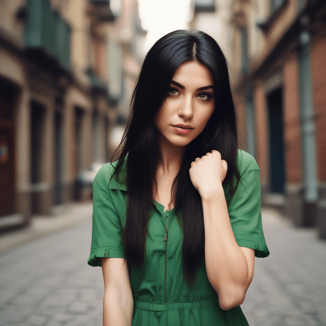 Stunning Turkish Woman in Modern Street Fashion - Captivating Portrait