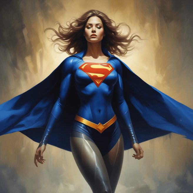 Captivating Photorealistic Painting of Supergirl at Sunrise - Anne Bachelier & T.Mann NYC