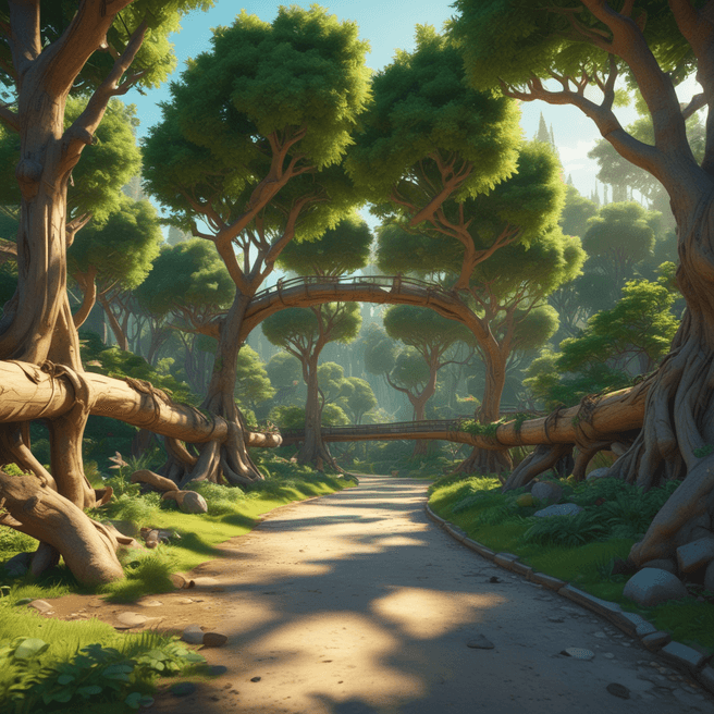 Optimize your display with 4K Pixar-style tree hand infrastructure in green setting