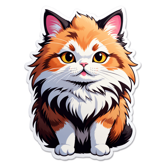 Adorable Manga-Style Fluffy Cat Illustration - Fulgent AI